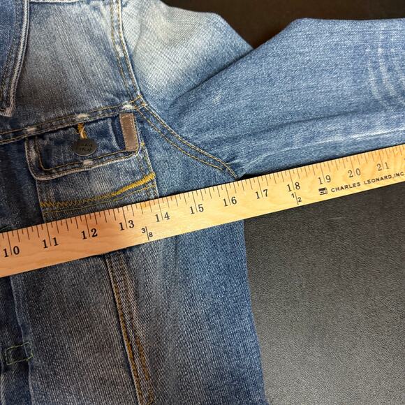 VTG Ezra Fitch Womens Blue Distressed Y2K 90s Abercrombie Denim Jacket Sz S NWOT - Picture 3 of 11